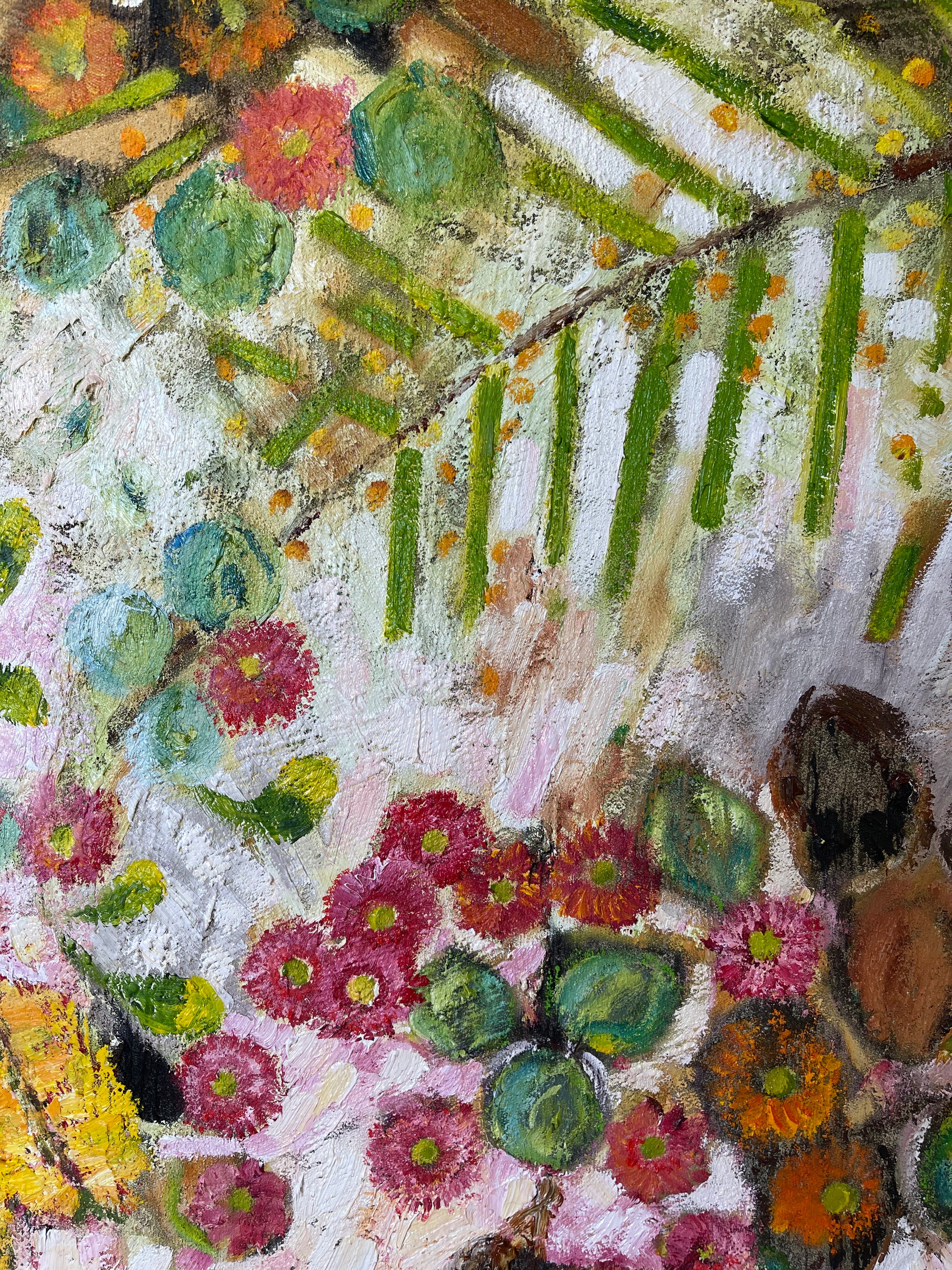 Summer Banksia, original Australian botanical painting celebrating the vibrant colours and textures of native banksias by Ricci McAuliffe.